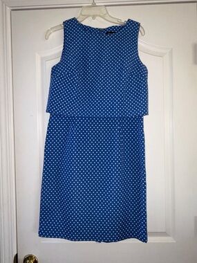 Spense Blue & White Polka Dot Midi Dress